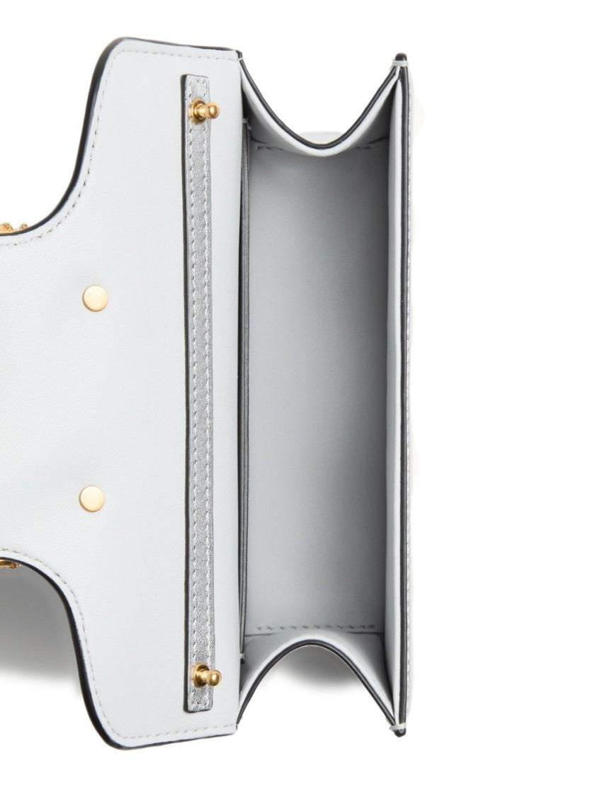 Valentino Garavani Silver Rectangular Gold Logo Chain Strap Handbag