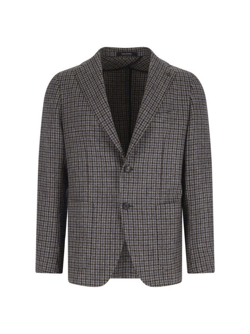 Tagliatore Single-Breasted Blazer In Multicolor Houndstooth Pattern