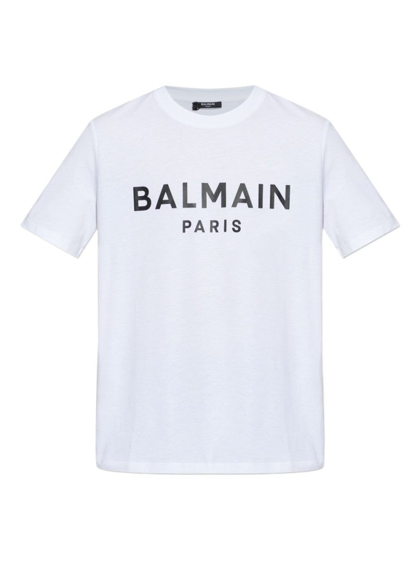 Balmain White Silk And Nylon Logo T-Shirt