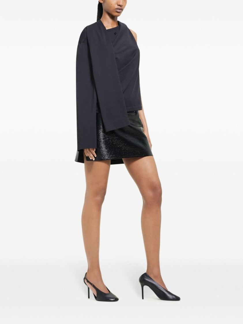 Courrèges Mid-Rise Black Cotton Blend Skirt