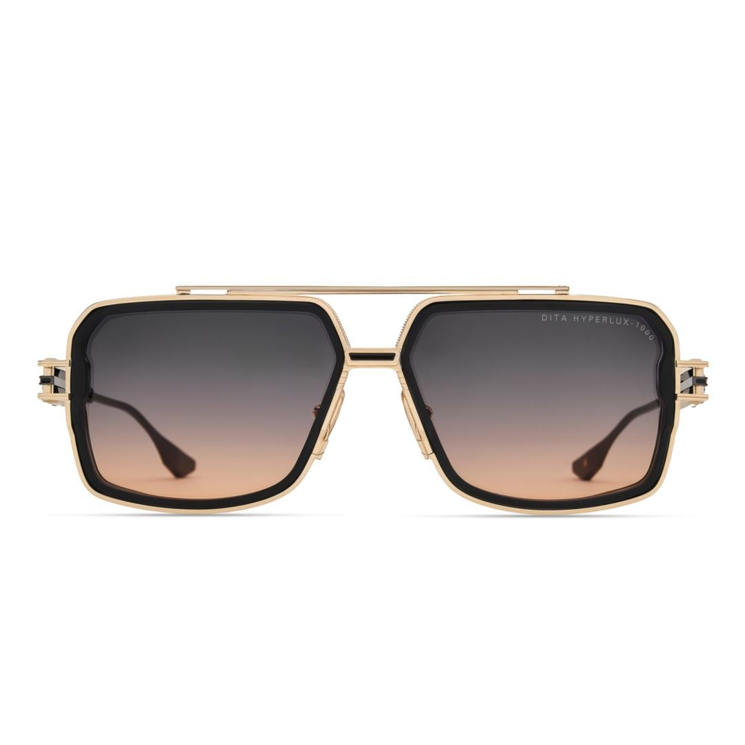 Dita Hyperlux-1000 Geometric Square Frame Sunglasses With Gold-Tone Metal Structure