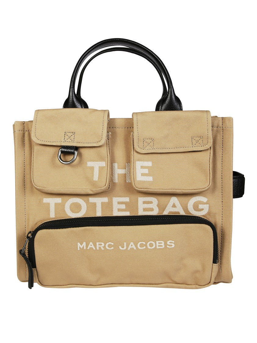 Marc Jacobs Structured Beige Tote Bag With Black Leather Accents