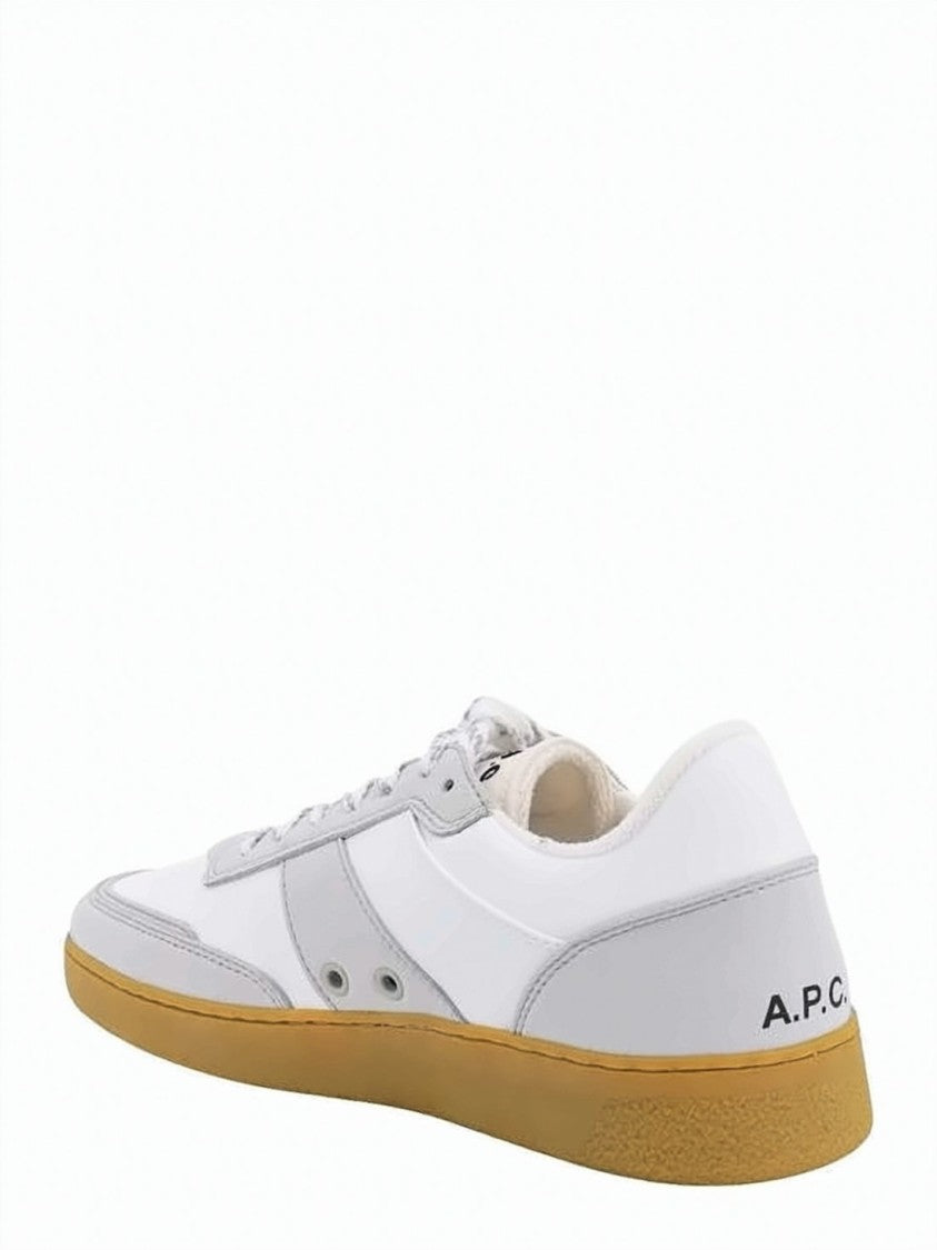 A.P.C. Low-Top White Sneakers With Grey Suede Overlays