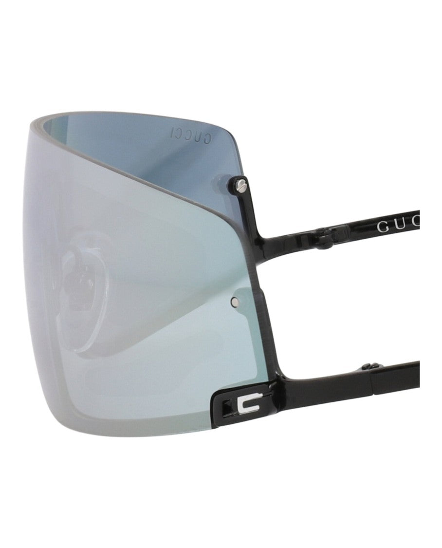 Gucci Shield-Frame Metal Sunglasses