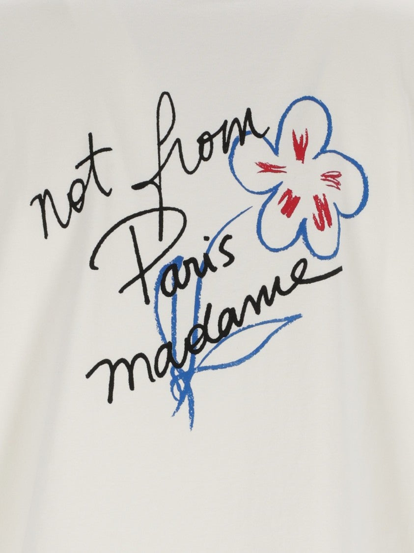 Drôle De Monsieur White Esquisse Slogan Long T-Shirt