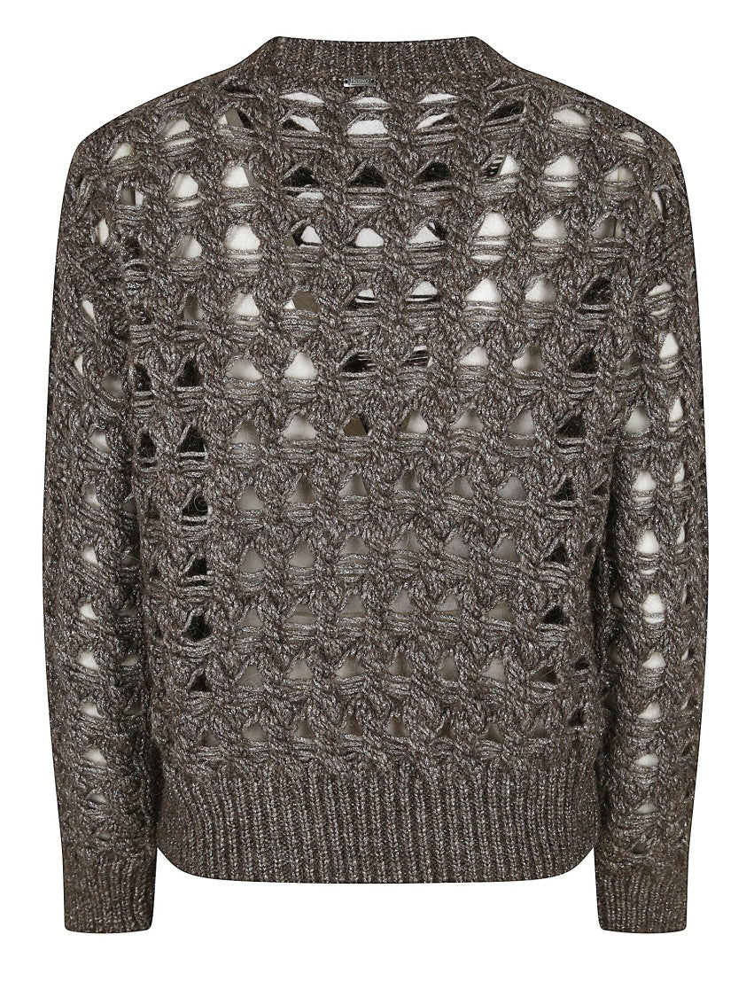 Herno Open-Knit Alpaca Blend Sweater With Metallic Sheen