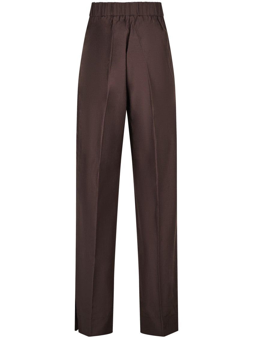 Forte Forte High-Waisted Straight Trousers In Smooth Taffeta Fabric