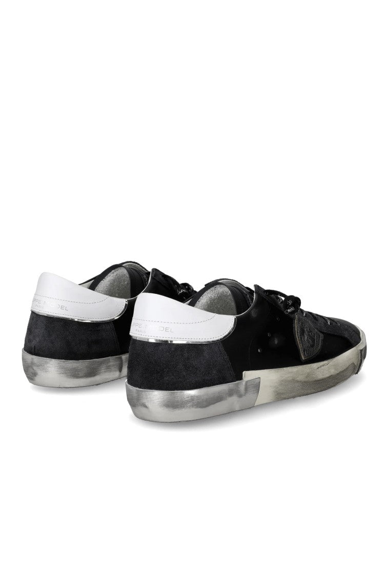 Philippe Model Black Paris White Trim Leather Sneakers