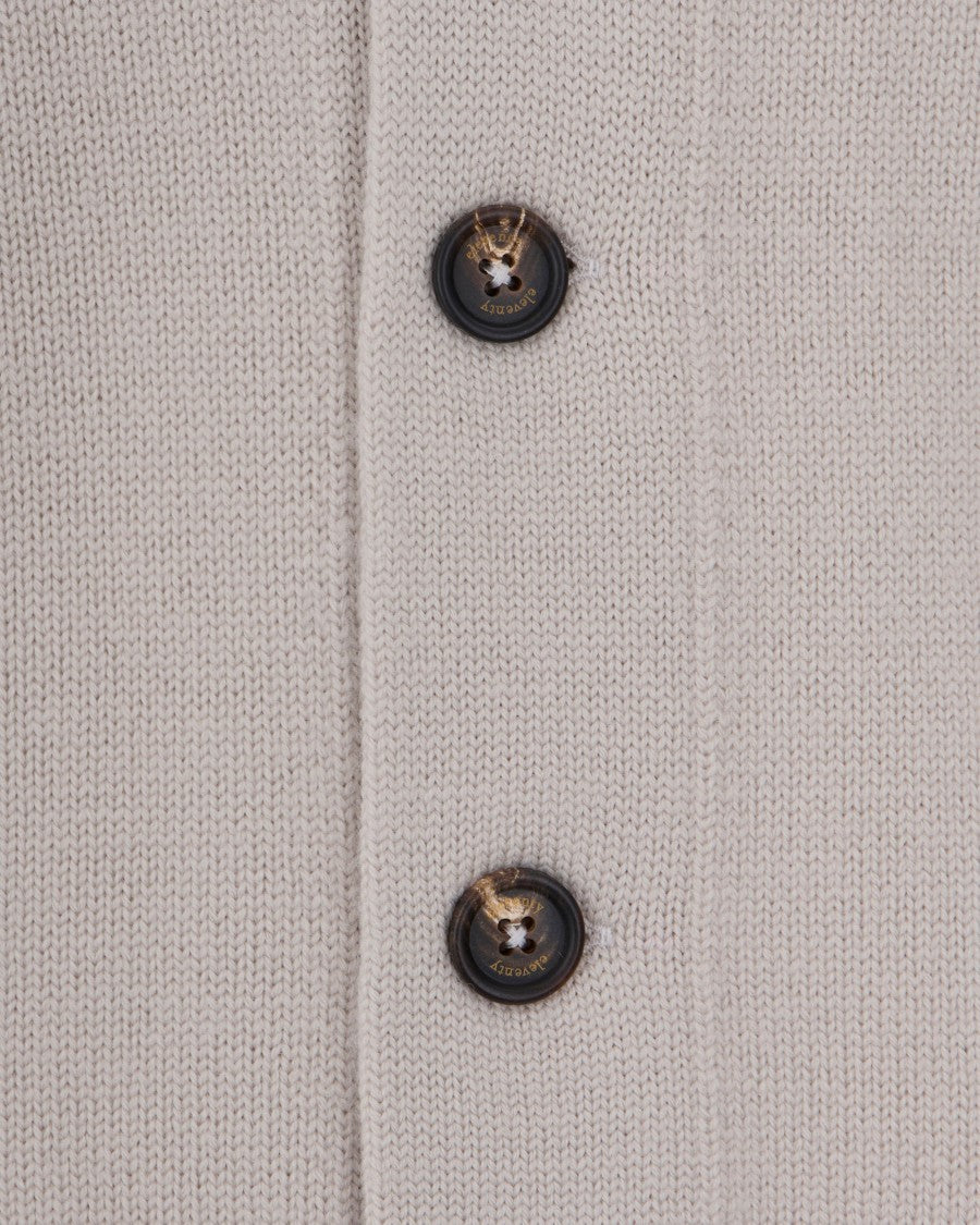 Eleventy Ivory Wool High-Collar Cardigan