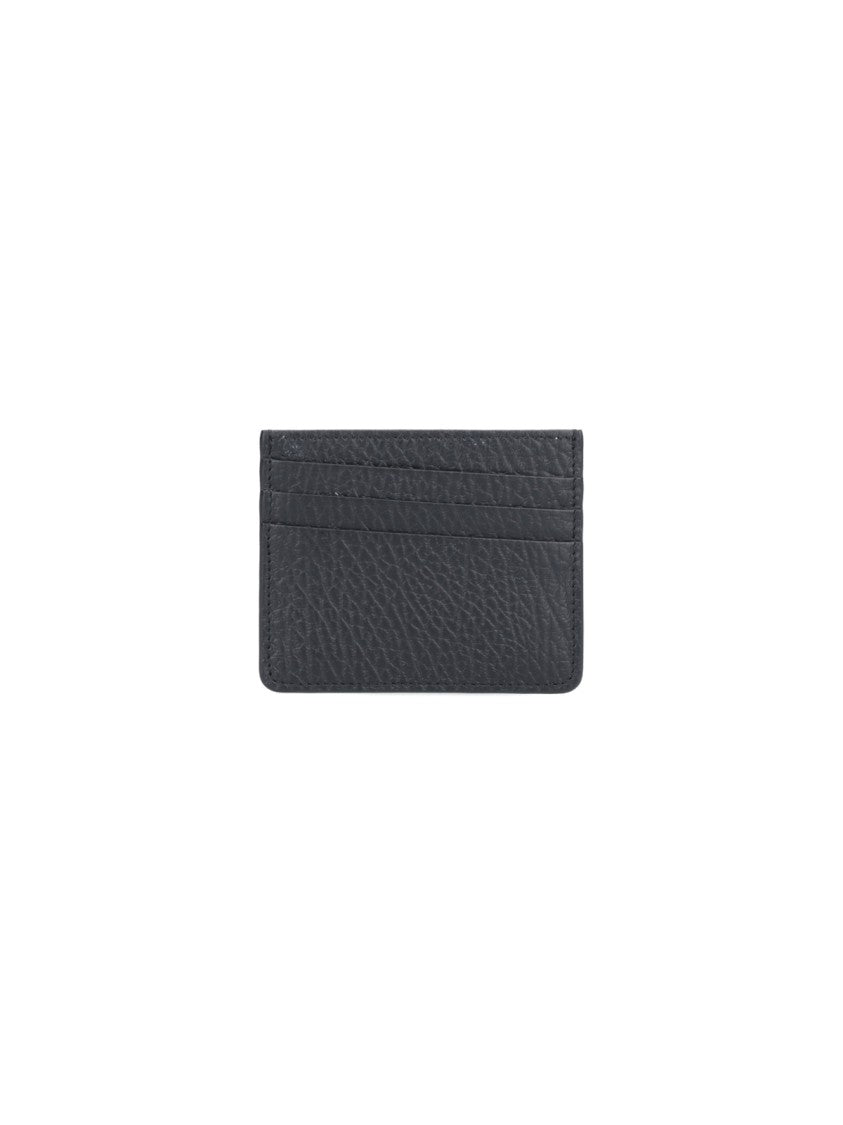 Maison Margiela Textured Black Calf Leather Cardholder With Embroidered Logo