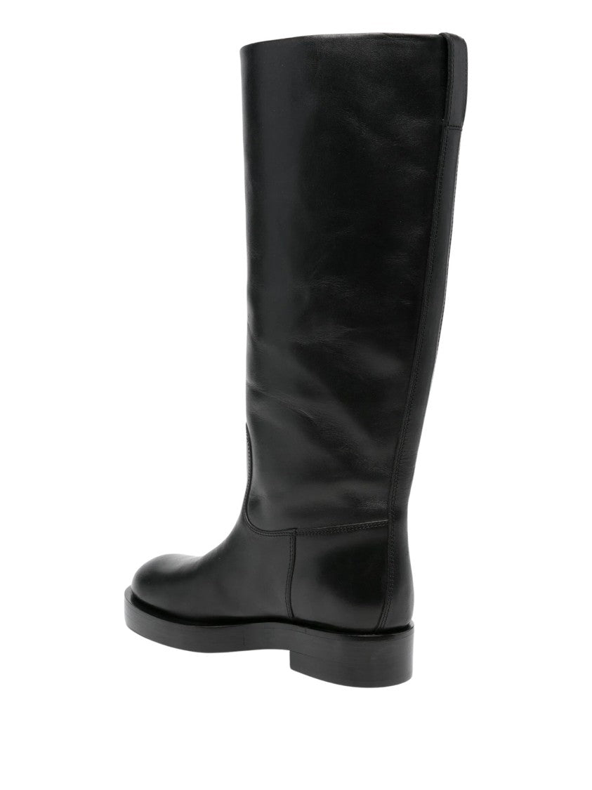 Paris Texas Black Nappa Leather Flat Boots