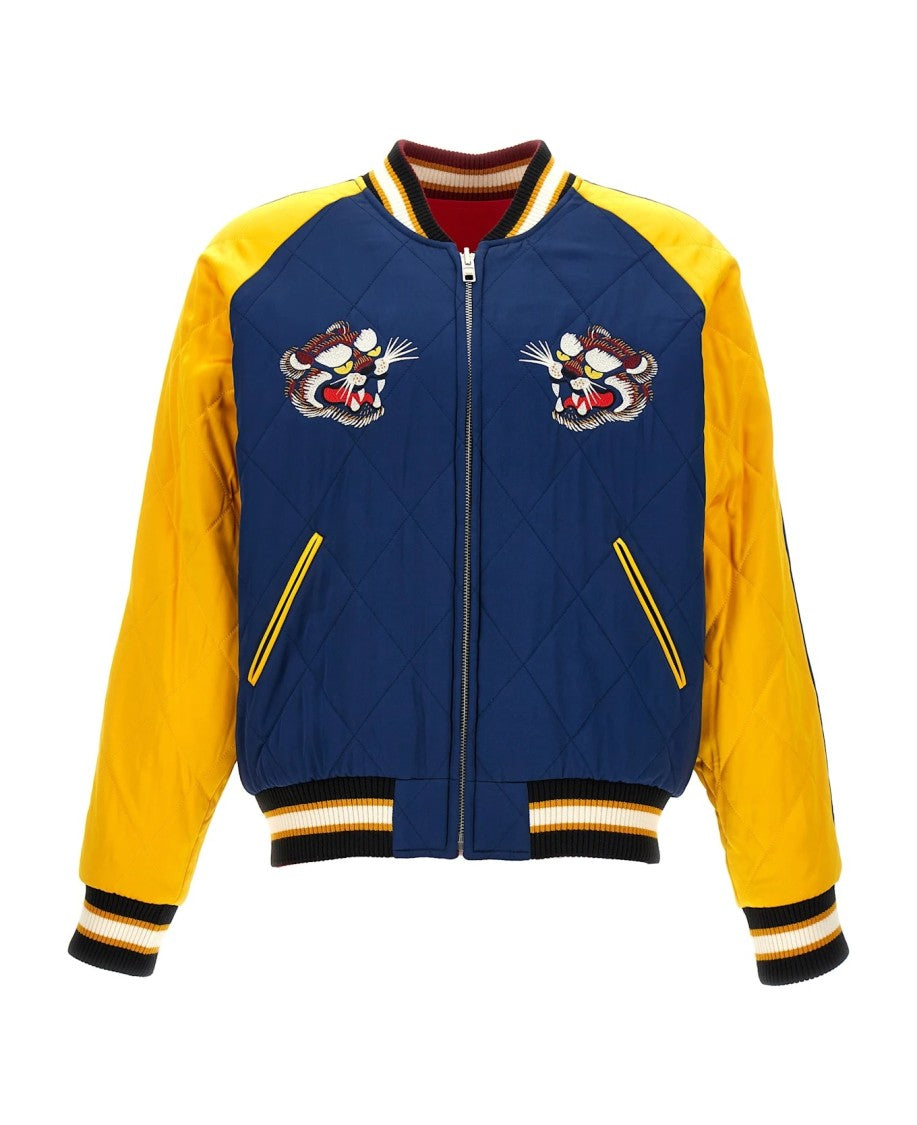 Kenzo Quilted Bomber Jacket With Embroidered Tiger Motifs