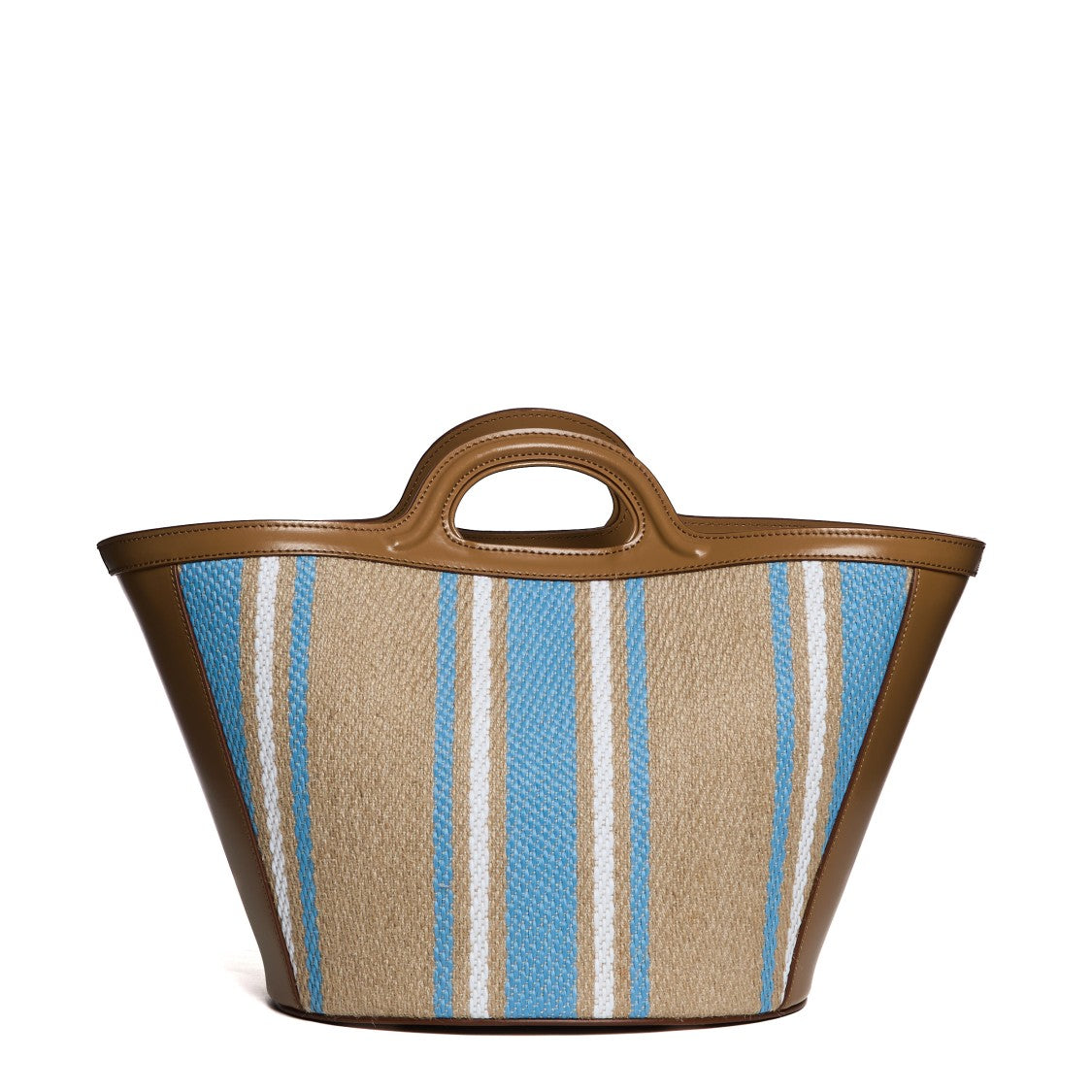 Marni Brown Leather And Raffia Tropicalia Small Bag