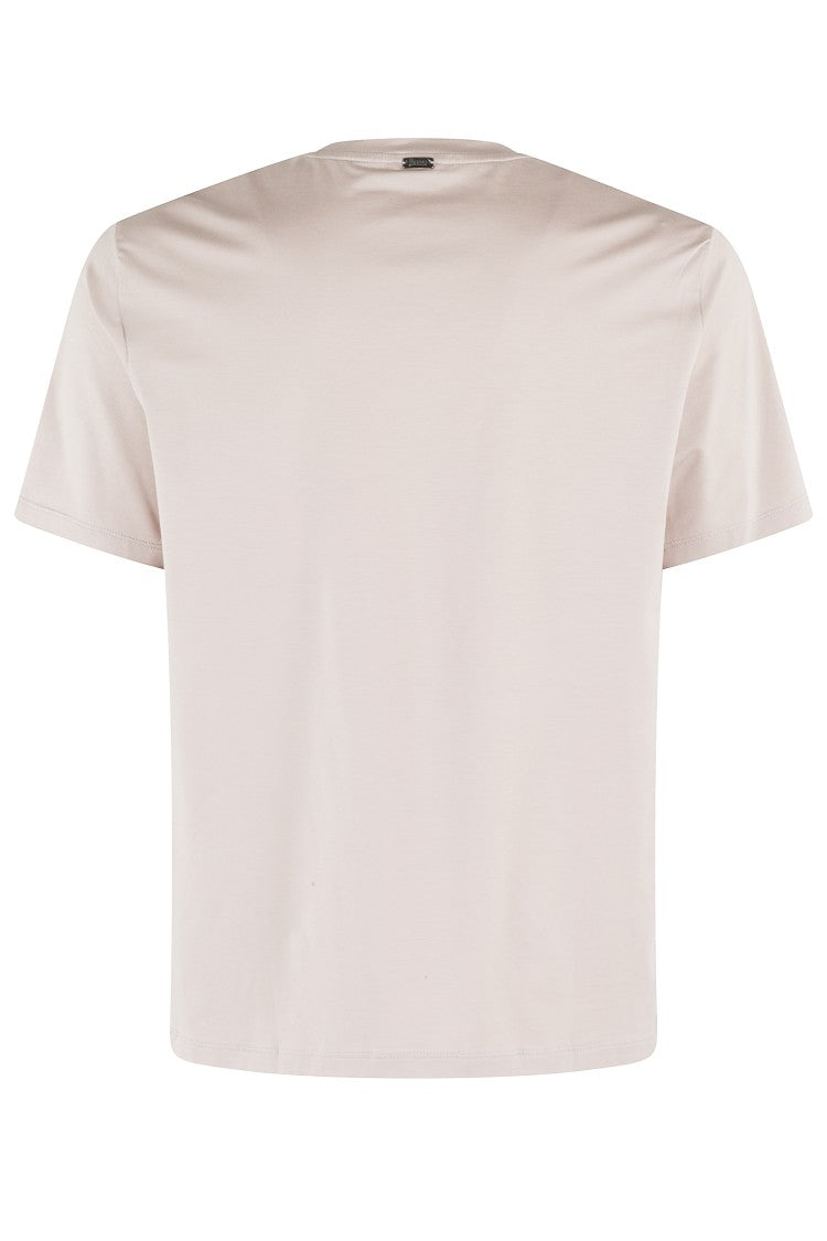 Herno Chantilly Stretch Cotton T-Shirt With Round Neckline