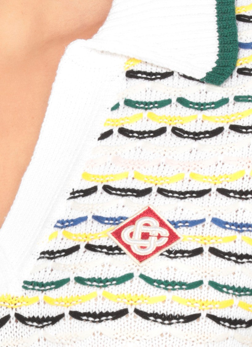 Casablanca V-Neck Cotton Polo Shirt