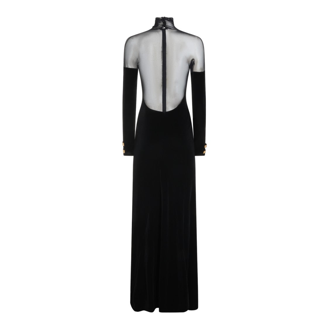 Elisabetta Franchi Black Sheer High Neck Evening Dress