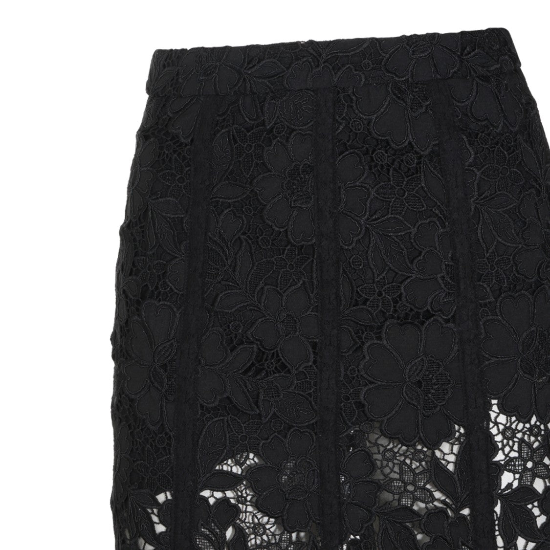 Self-Portrait Floral Lace Scalloped Hem Midi Skirt