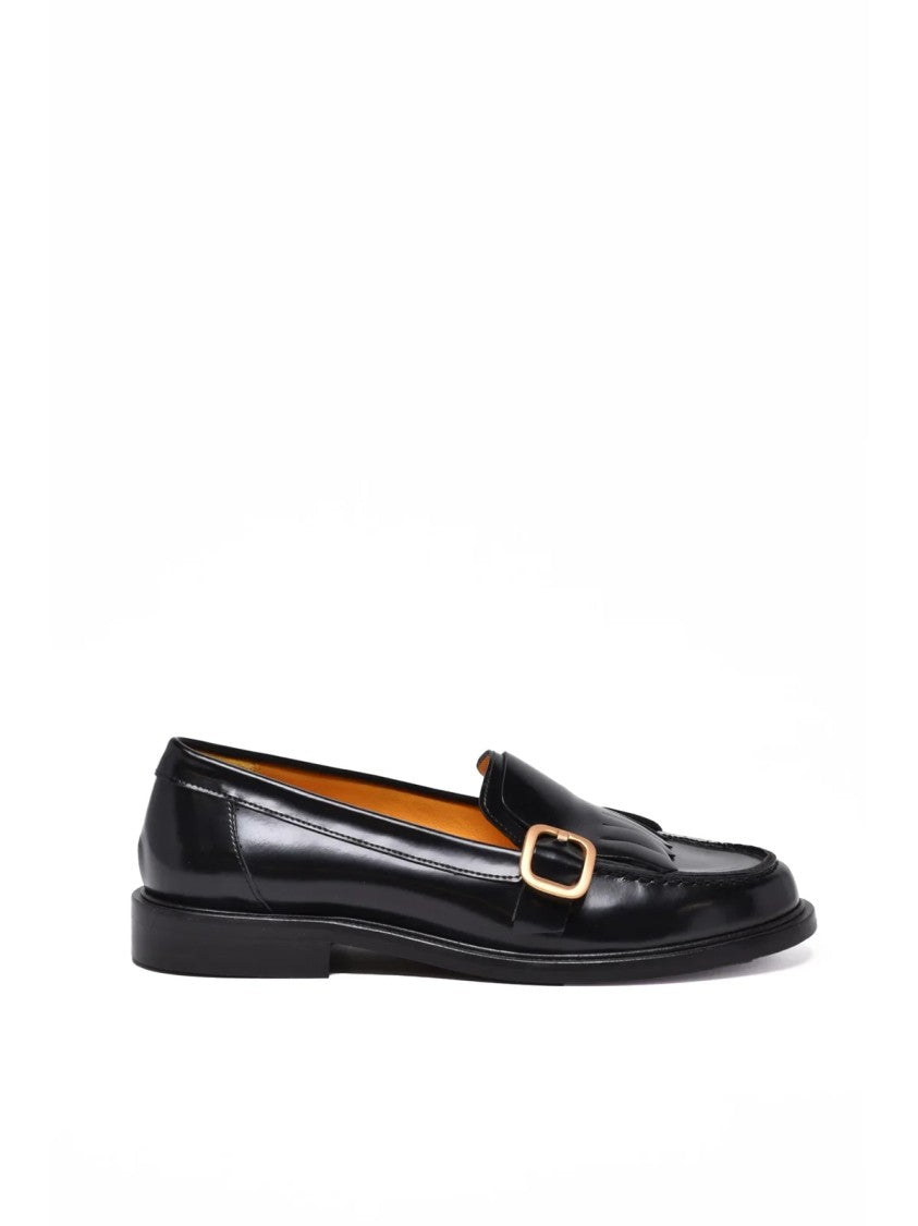 Mara Bini Black Leather Polished Loafers