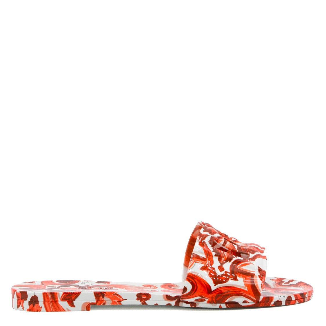 Dolce & Gabbana Orange Maiolica Pattern Flat Sandals