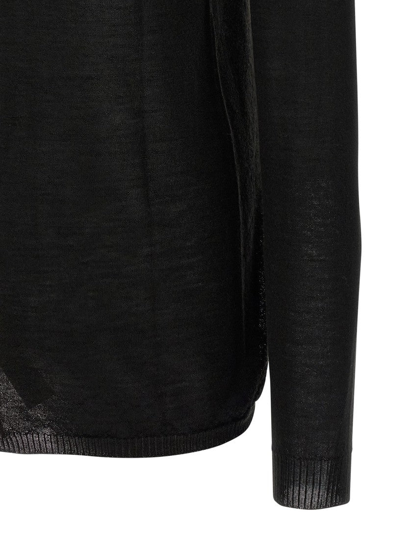 Rick Owens Lightweight Virgin Wool Sweater With Ribbed Details