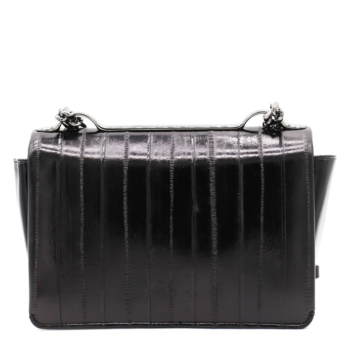 Valentino Garavani Black Leather Shoulder Bag With Silver Tone Hardware