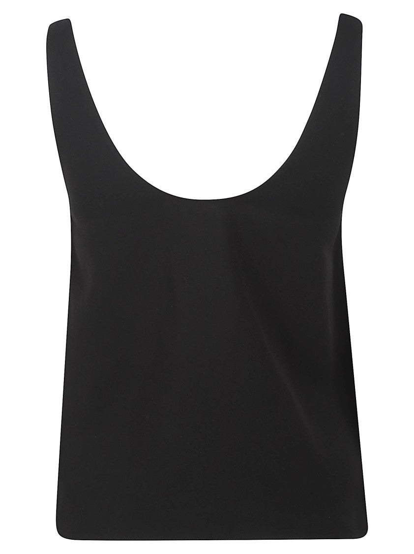 Almada Label Scoop Neck Crepe Top With Sleek Silhouette