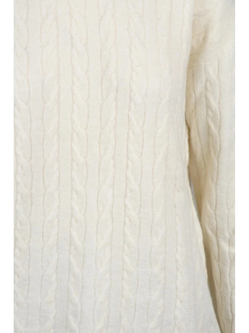 Ballantyne Textured Cable Knit Crew Neck Pullover In Alpaca Blend