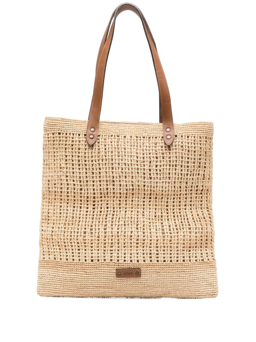 Afar Woven Raffia Handbag With Leather Handles