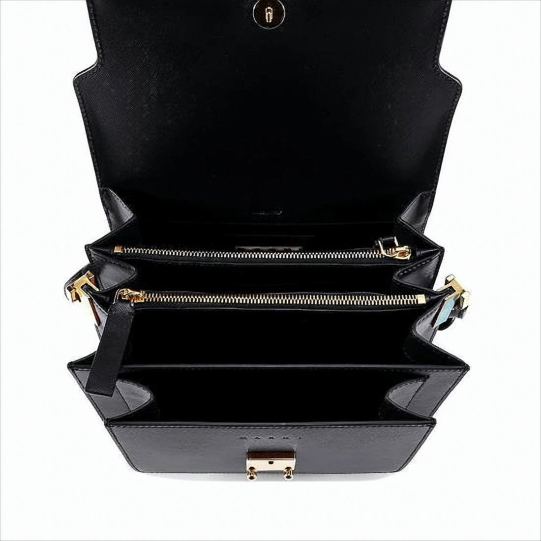 Marni Structured Crossbody Bag In Smooth Calf Leather With Adjustable Strap
