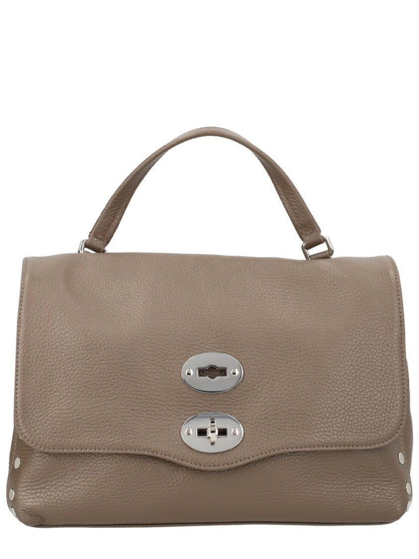 Zanellato Brown Postina Pebbled Leather Handbag