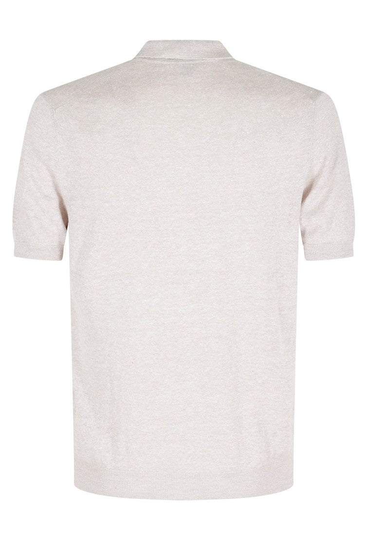Tagliatore Rope Keith Short Sleeve Ribbed Trim Linen-Blend Polo Shirt