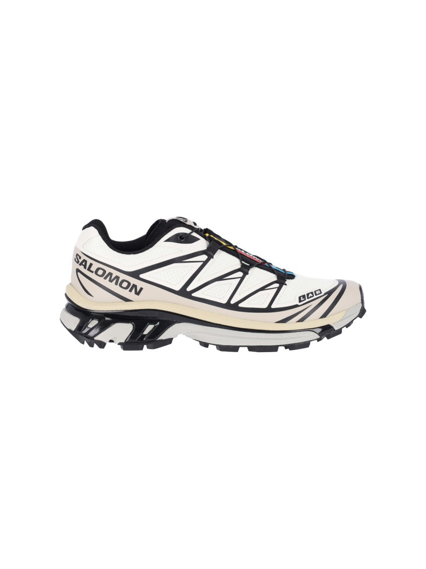 Salomon White Fabric Xt-6 Quicklace Sneakers