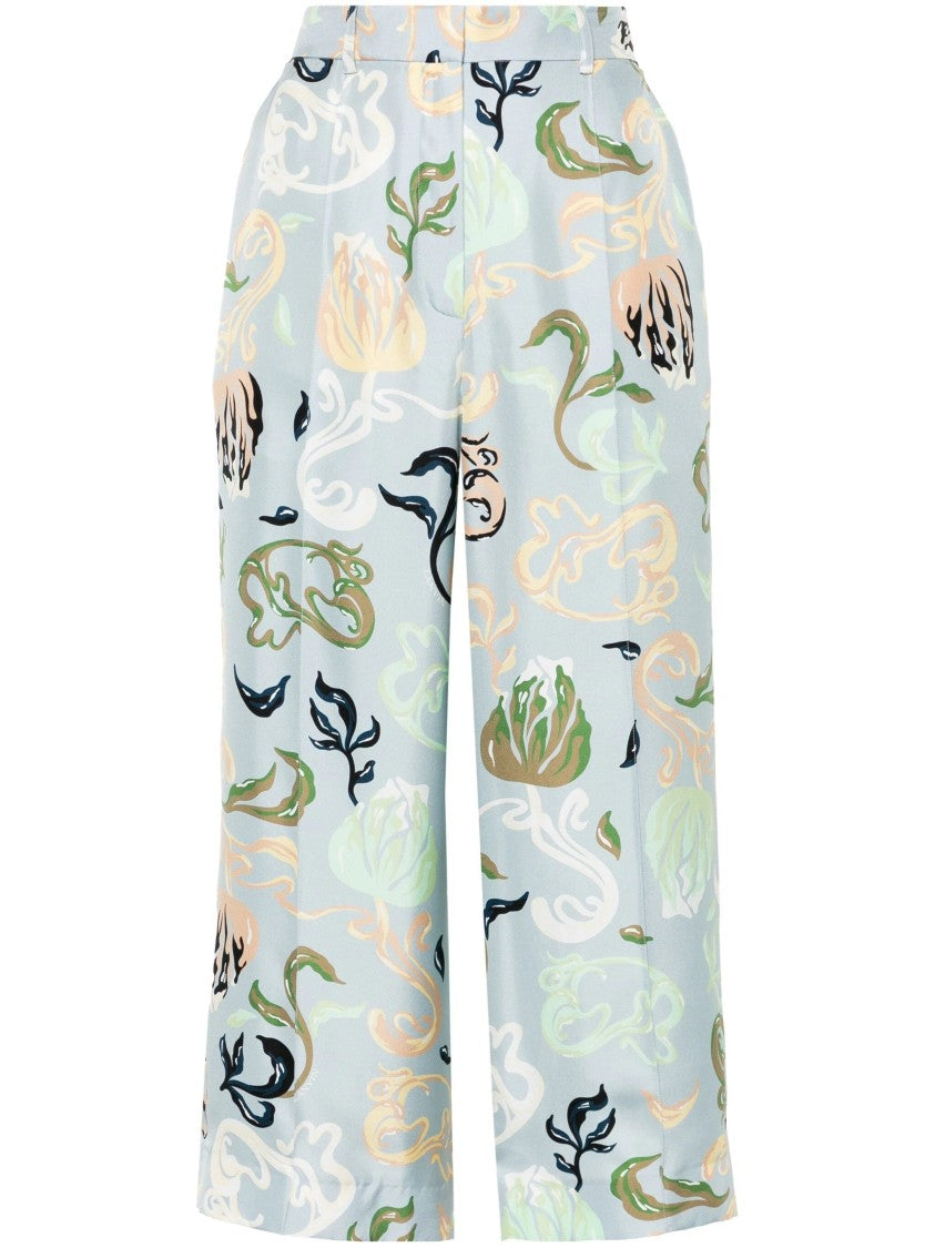 Lanvin Cropped Trousers With Multicolor Abstract Graphic Print