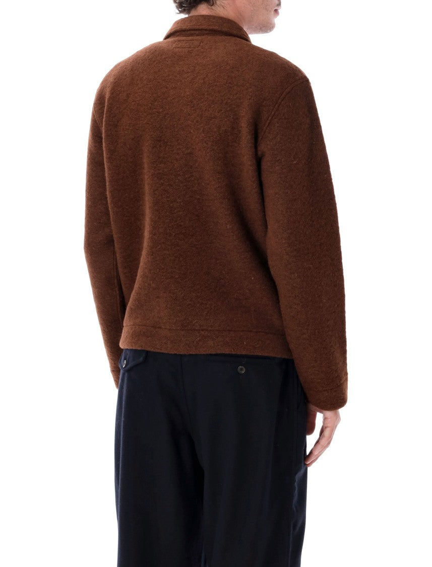 Universal Works Wool Fleece Overshirt Jacket With Button Closure