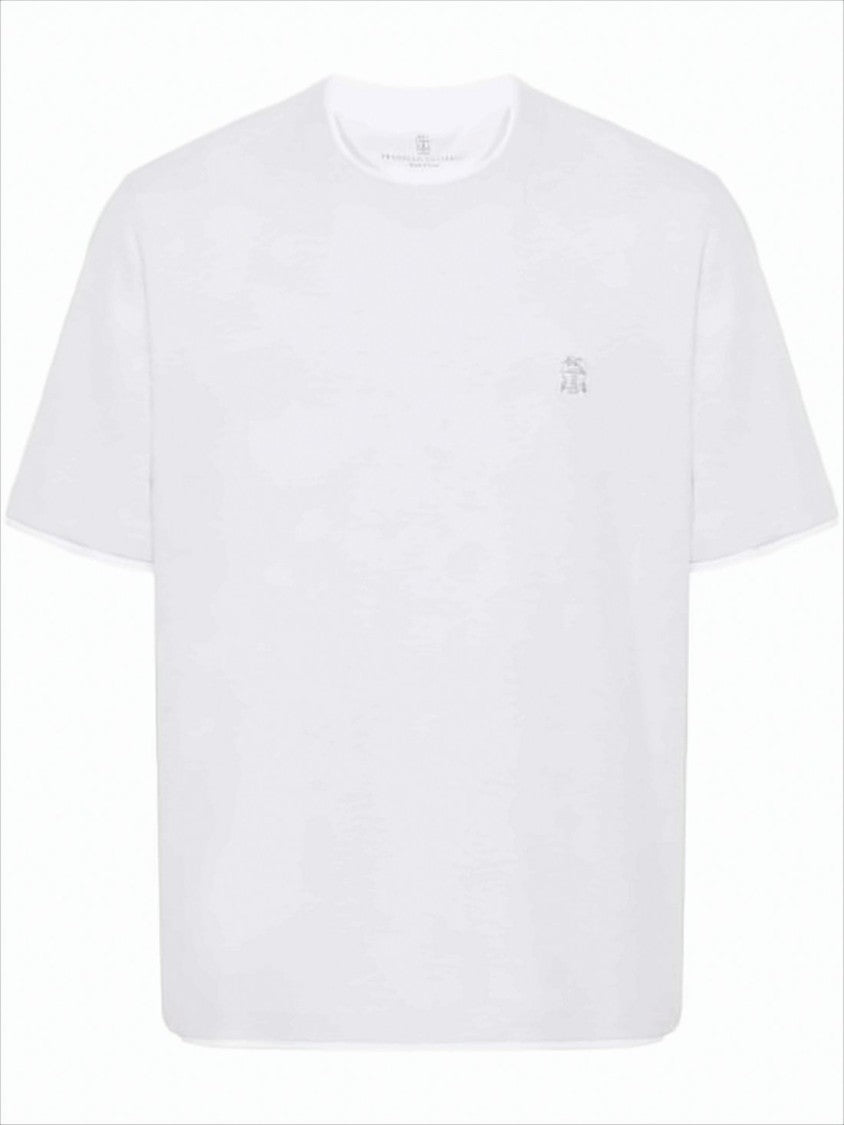 Brunello Cucinelli Relaxed Fit White Cotton T-Shirt
