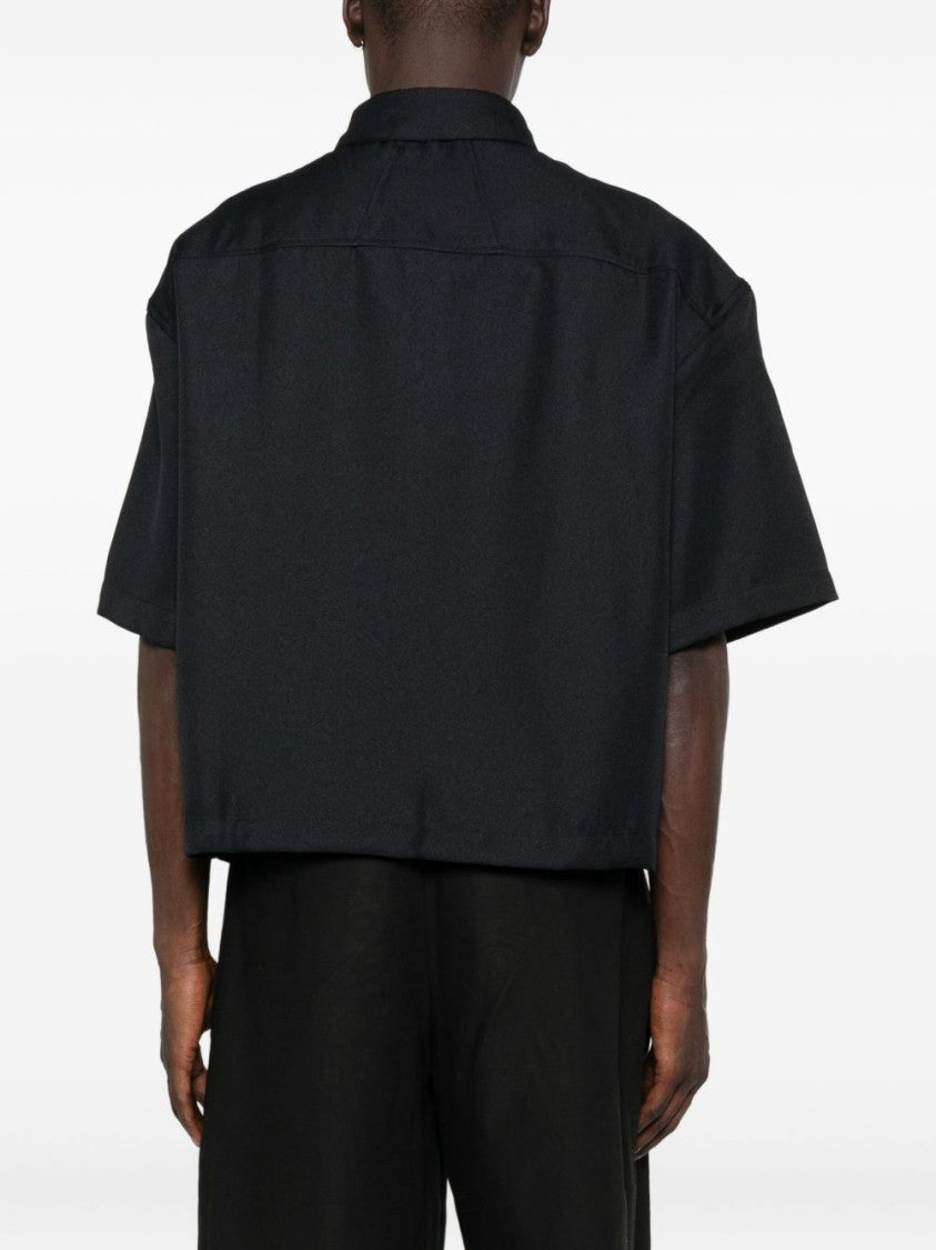 Rhude Black Vertical Logo Point Collar Shirt