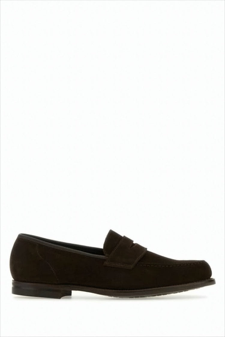 Crockett & Jones Brown Suede Loafer With Classic Penny Strap