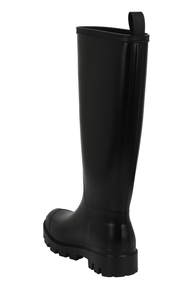 Gia Borghini Giovebis Tall Black Rubber Rain Boot