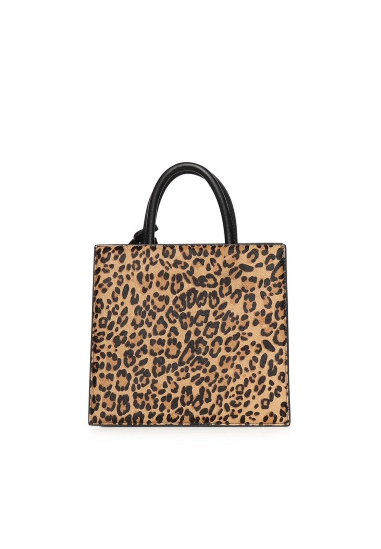 Mc2 Saint Barth Structured Rectangular Handbag With Bold Leopard Print