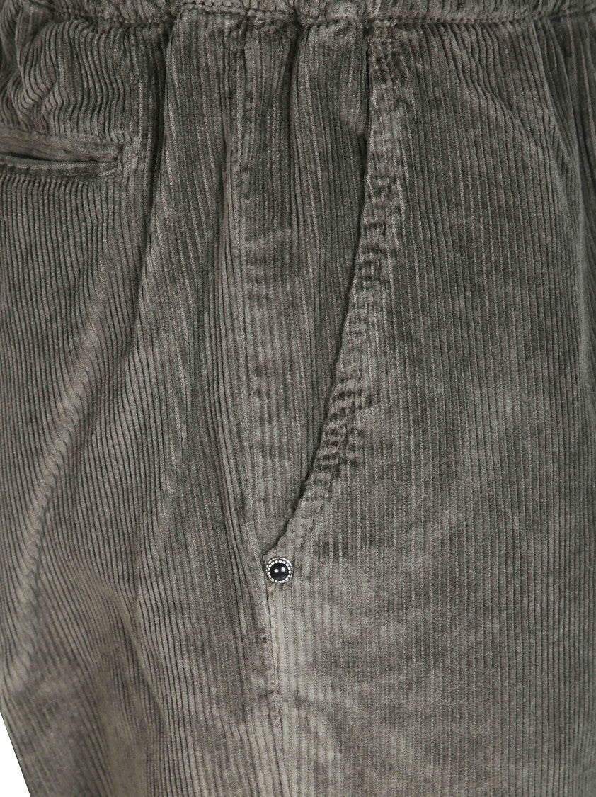 White Sand Corduroy Elastic Waistband Pants