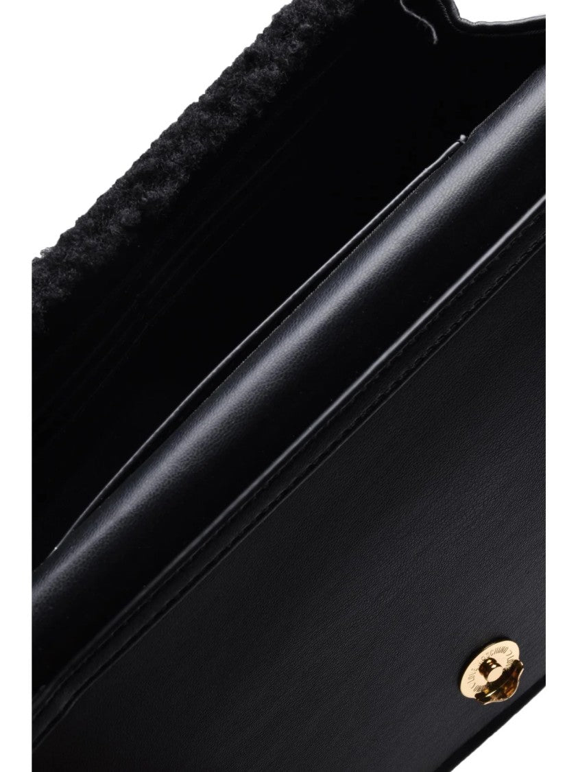 Love Moschino Plush Textured Crossbody Bag With Logo Plaque And Adjustable Strap