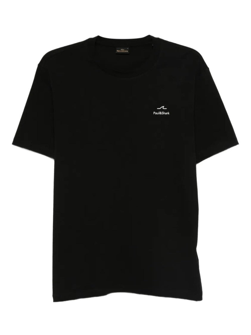Paul & Shark Black Classic Logo Cotton T-Shirt