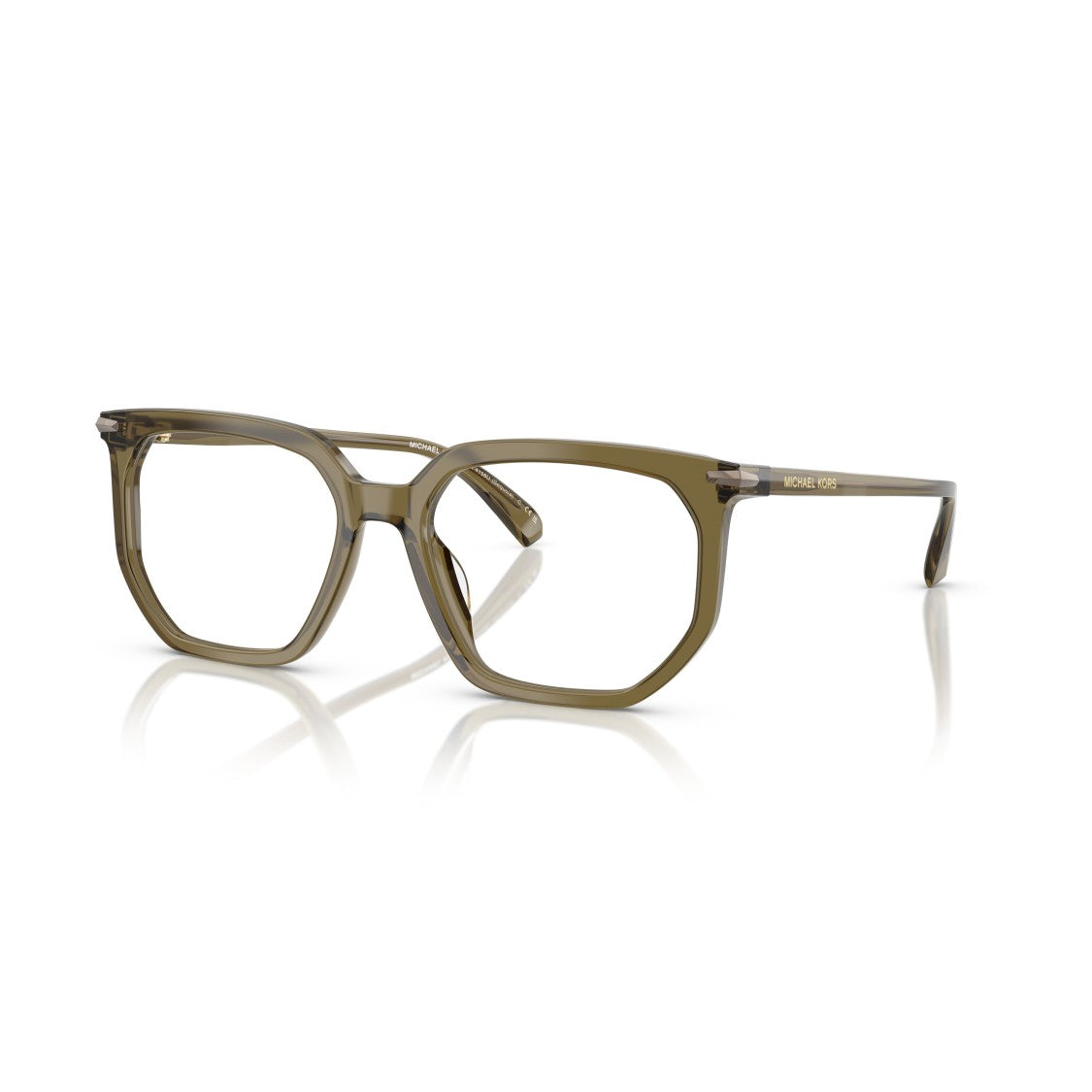 Michael Kors 0Mk4158u Geometric Transparent Olive Acetate Eyeglasses