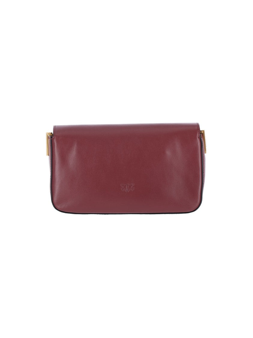 Pinko Bordeaux Love One Calfskin Shoulder Bag