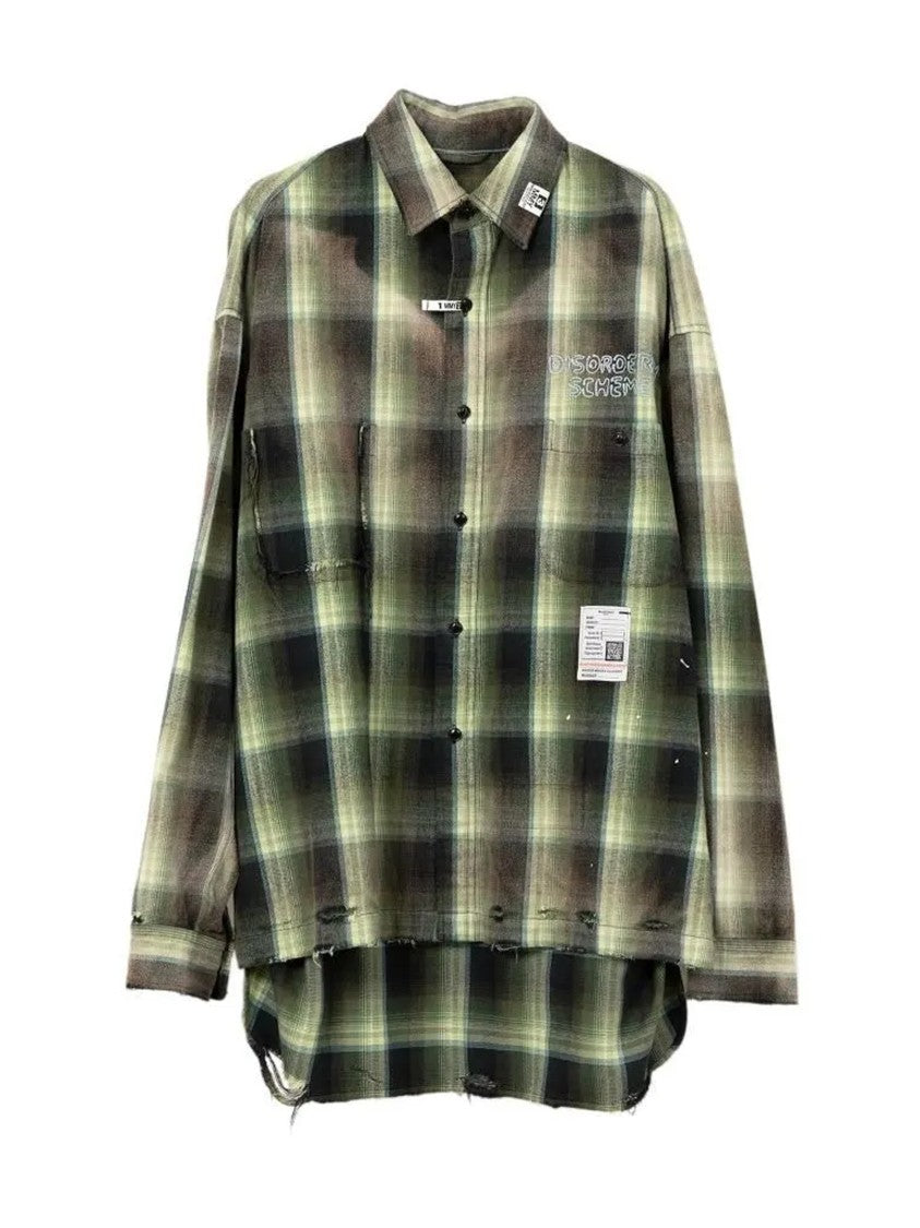 Maison Mihara Yasuhiro Oversized Check Shirt With Distressed Detailing