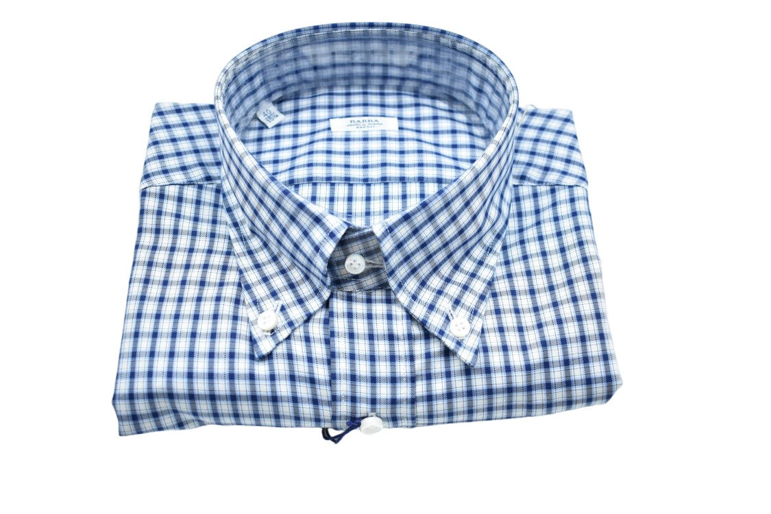 Barba White Blue Stylish Fit Elegant Shirt
