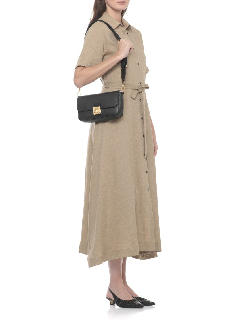 Coccinelle Medium Leather Shoulder Bag With Gold-Tone Lock Closure