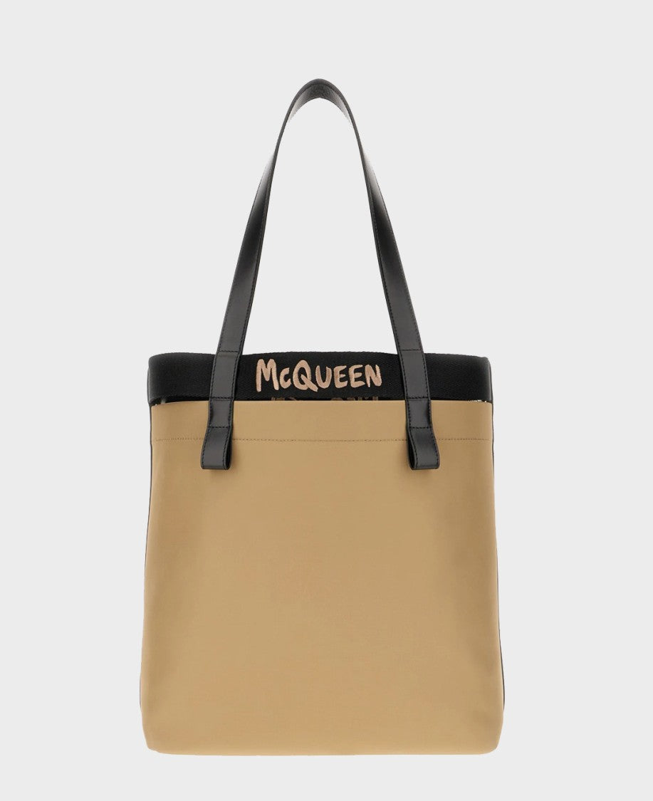 Alexander Mcqueen Structured Beige Tote Bag