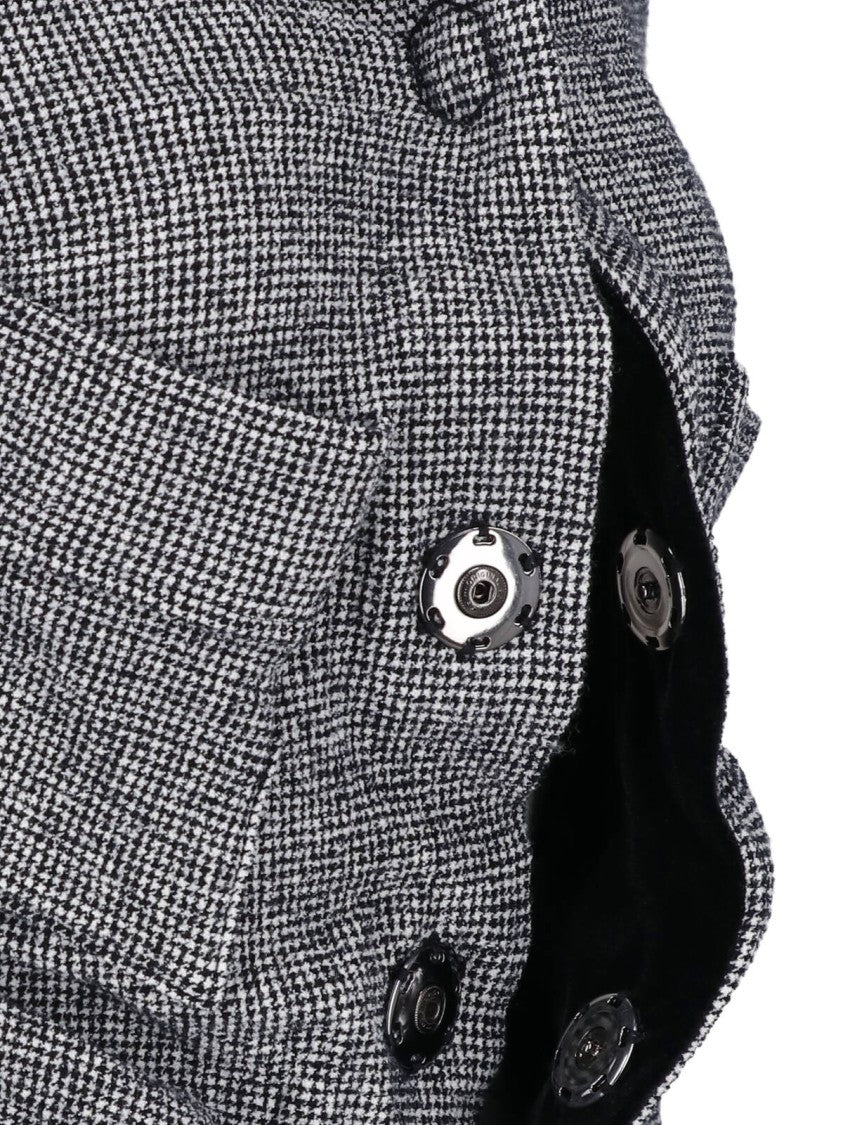 Junya Watanabe Grey Asymmetrical Houndstooth Wool-Blend Jacket