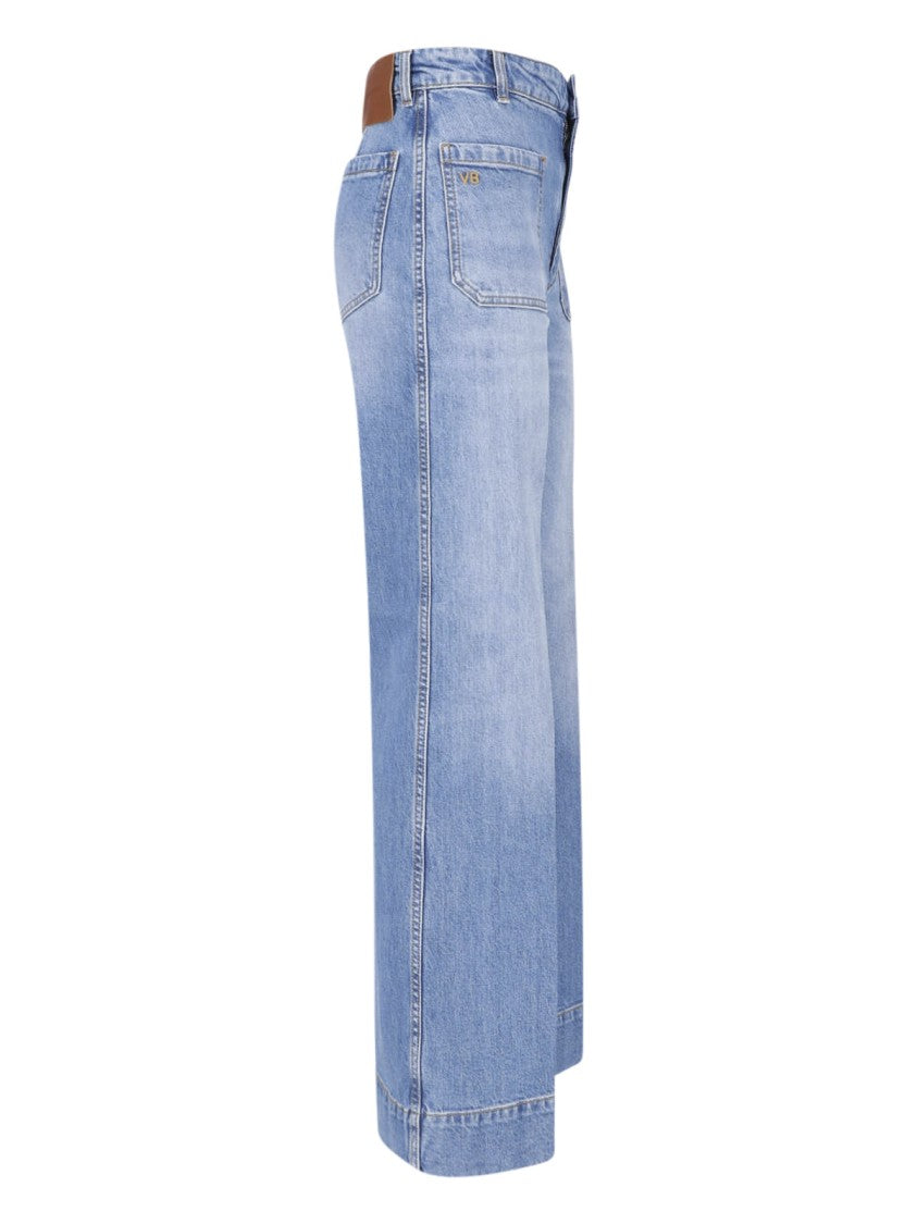Victoria Beckham Wide-Leg High-Waisted Jeans With Logo Detail